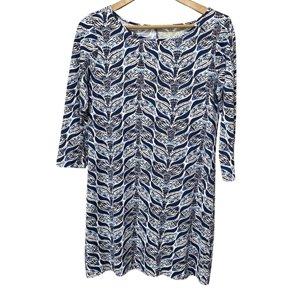 Lilly Pulitzer MARLOWE Sheath Dress Size M Blue MERMAID TAIL Print Pima Cotton